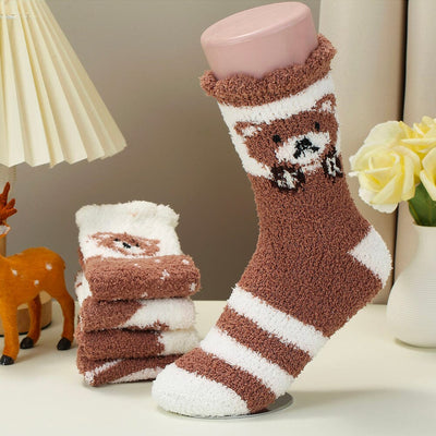 Fuzzy Cozy Socks In Brown Designs 1041 (12 units)