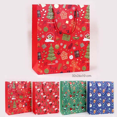 Gingerbread Christmas Pattern Gift Bag 2291-LRG (12 units)