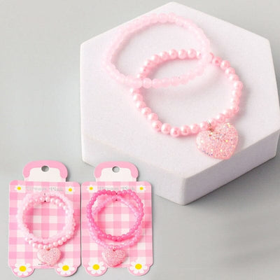 Glitter Heart Bead Bracelet Set 17688 (12 units)