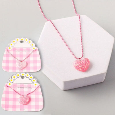 Glitter Heart Charm Necklace 8271 (12 units)