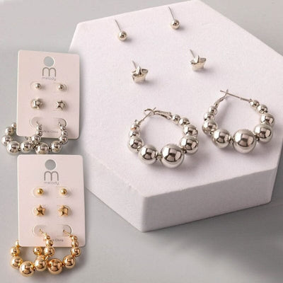 Graduating Ball Hoop Earring Set 37601GS (12 units)