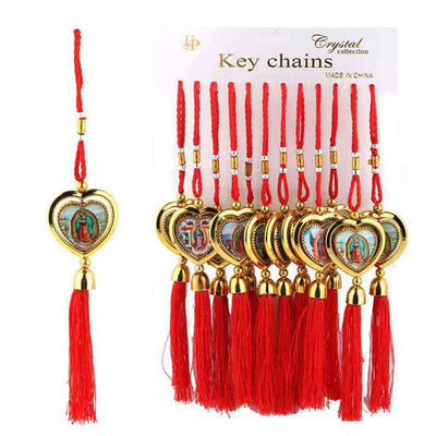 Guadalupe Religious Heart Hanging With Tassel 0305 (12 units)
