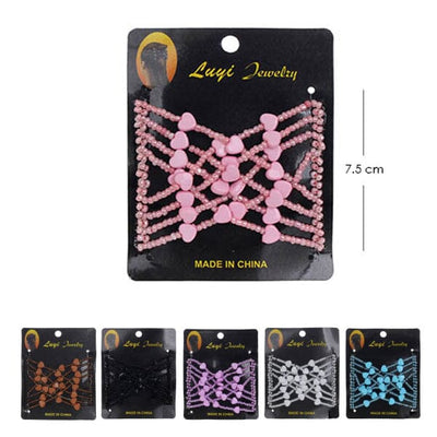 Heart Bead Stretch Magic Hair Comb 2084 (12 units)