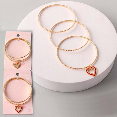 Heart Charm Bangle Bracelets 18004 (12 units)