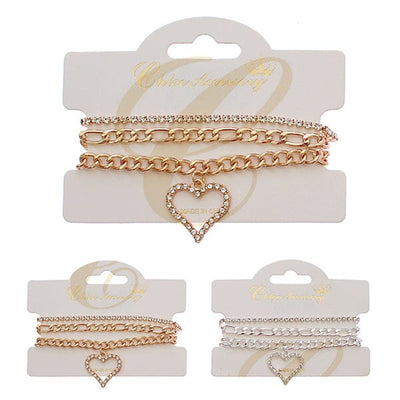 Heart Charm Bracelets 1752GS (12 units)