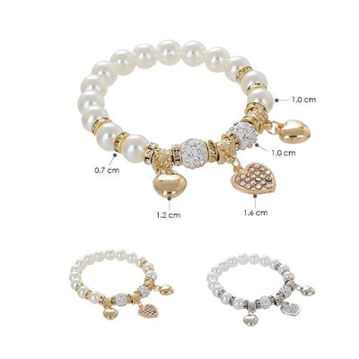 Heart Charm With Pearl Bracelets 4801 ( 12 units)