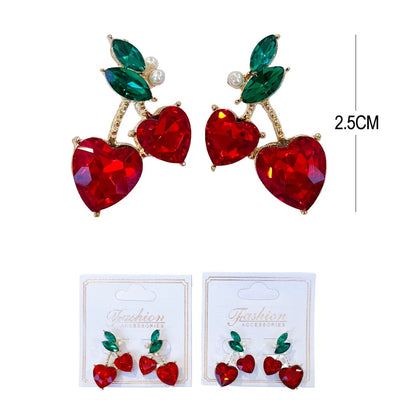 Heart Cherry Earrings 1731 (12 units)