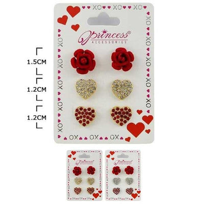 Heart & Flower Shape Multi Earring Set 20032 (12 units)