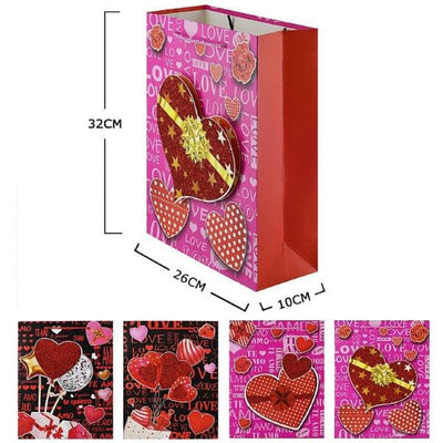 Heart Love Printed Gift Bags 30027 (12 units)