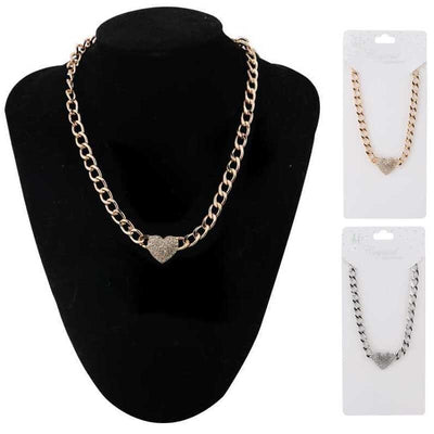 Heart Rhinestone Chain Necklace 1133 (12 units)