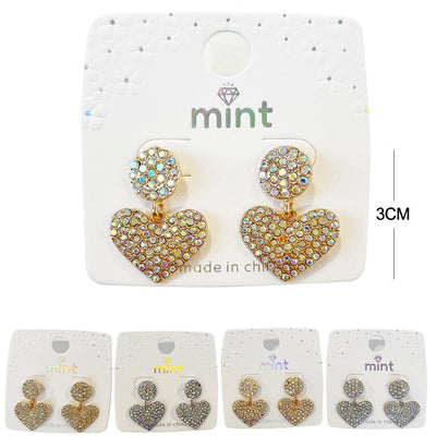 Heart Rhinestone Earrings 0218 (12 units)