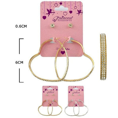 Heart Rhinestone Hoop Earrings 3087GS (12 units)