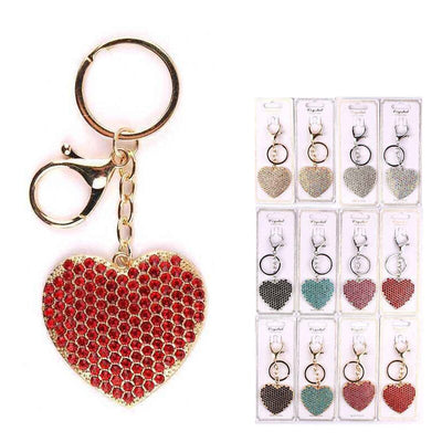 Heart Rhinestone Keychain 0395GWR (12 units)