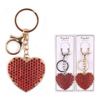 Heart Rhinestone Keychain 0395RD (12 units)