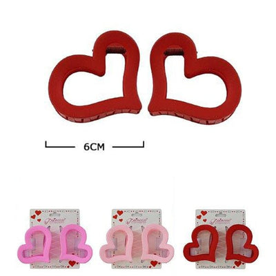 Heart Shape 2PC Hair Jaw Clips 9009 (12 units)