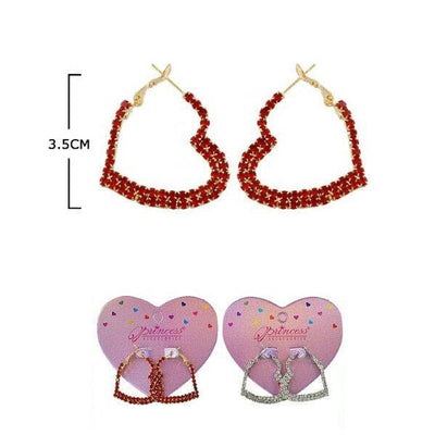 Heart Shape Rhinestone Hoop Earrings 20002 (12 units)