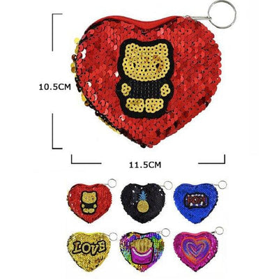 Heart Shape Sequin Coin Purse 73127 ( 12 units)