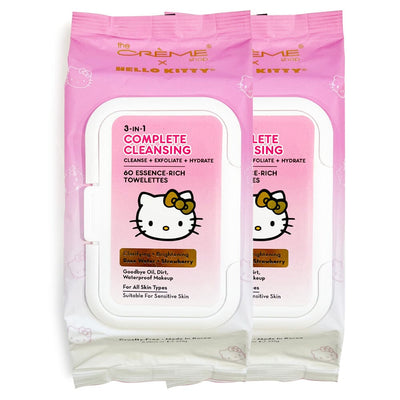 Hello Kitty 3-IN-1 Complete Cleansing Essence-Rich Towelettes - Rose Water + Strawberry (2 units)