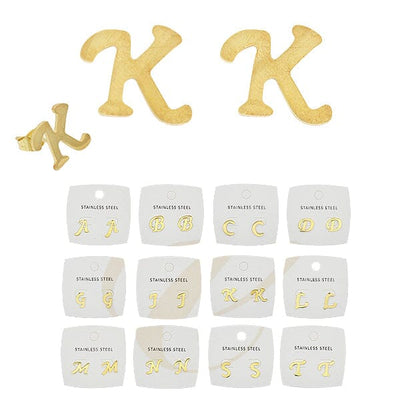 Initial Stainless Steel Earrings 0066G (12 units)