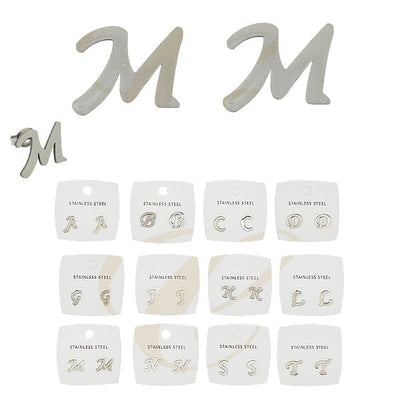 Initial Stainless Steel Earrings 0066S (12 units)