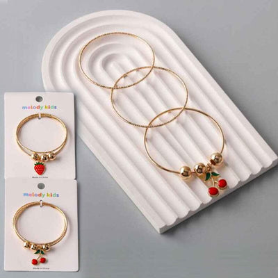 Kid's Fruit Charm Beaded Bangle Bracelets 6093 (12 units)