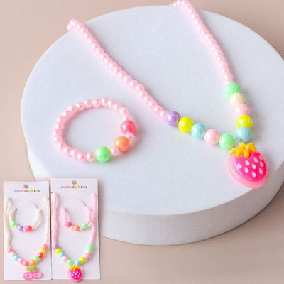 Kid's Fruit Pearl Necklace Bracelet Set 0202 ( 12 units)