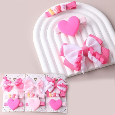 Kid's Love Heart Curl Bow Clips 2792 (12 units)