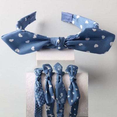 Kid's Printed Denim Knotted Bow Headband 1526 (12 units)