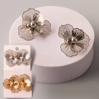 Layer Brushed Lucky Flower Earring 38873 (12 units)