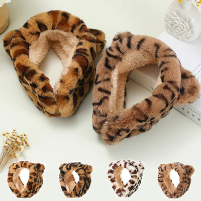 Leopard Faux Fur Wide Headband Earmuffs 1014 (12 units)