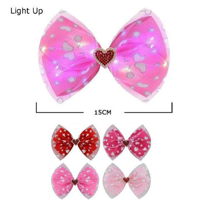 Light Up Heart Pink Tone Hair Bow 6018 (12 units)