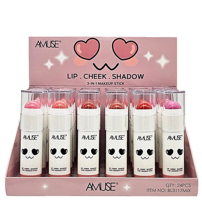 Lip, Cheeks, Shadow 3-IN-1 Makeup Stick (24 units)