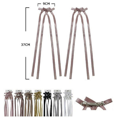 Long Tail 2PC Bow Hair Pin 10609M (12 units)