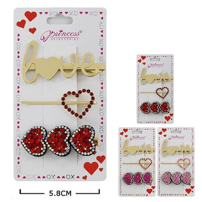 Love Heart 3PC Hair Pin Set 9014(12 units)