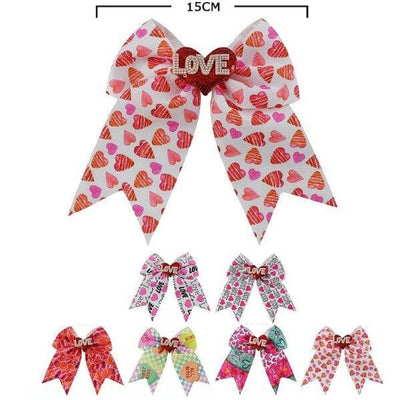 Love Heart Cheer Shape Hair Bow 6020 (12 units)