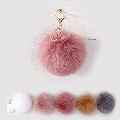 Mauve Tone Soft Long Fur Pom Pom Keychain 2700-MAX (12 units)