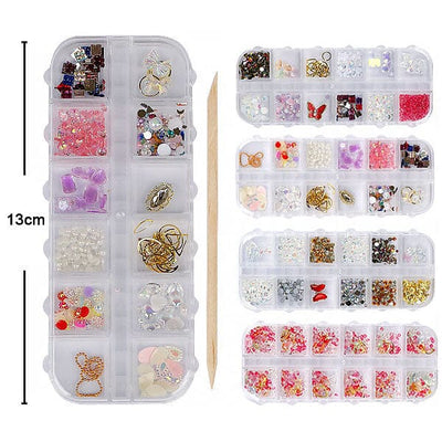 Mixed 3D Nail Art Gem Decoration 834M (12 units)