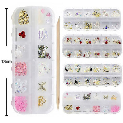 Mixed 3D Nail Art Gem Decoration 834U (12 units)