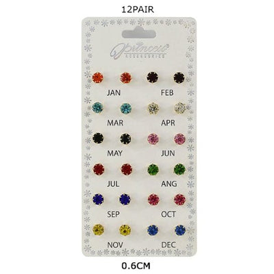 Multi Color Stud Earrings 1025M (12 units)