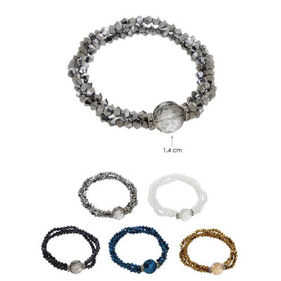 Oval Center Glass Bead shiny Bracelets 5371 ( 12 units)