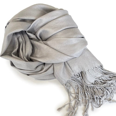 Pashmina Solid Color Shawl Wrap Scarf - Silver (1 unit)