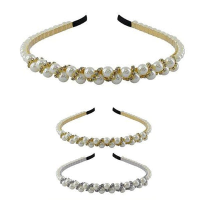 Pearl And Rhinestone Headband 10303GS (12 units)