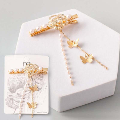 Pearl Butterfly Chain Tassel Hair Clip 12451 ( 12 units)