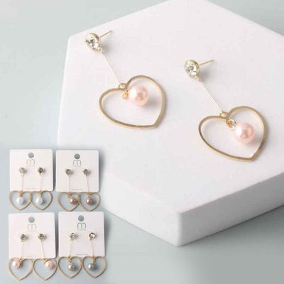 Pearl Center Heart Drop Earring 37114 (12 units)