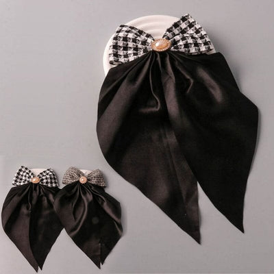 Pearl Houndstooth Wide Bow Hair Clip 12892 (12 units)