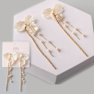 Pearl Petals Chain Tassel Earrings 36600 (12 units)