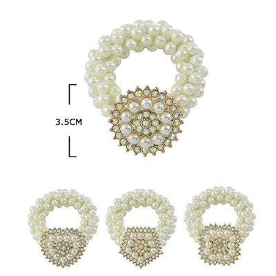 Pearl & Rhinestone Hair Tie 51098M (12 units)