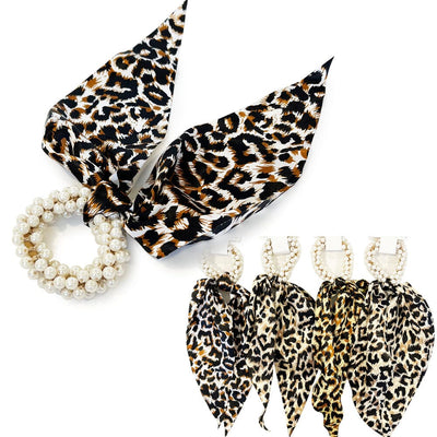 Pearl With Animal Printed Tail Hair Tie 50780BG (12 units)