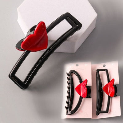 Plastic Heart Top Hair Jaw Clip 10506BR (12 units)