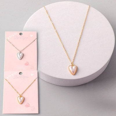 Pointy Pearl Heart Charm Necklace 8397 (12 units)